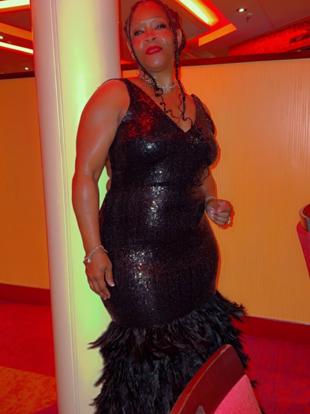 Danielle Feather Sequin Gown - Black - Picture 3 of 4